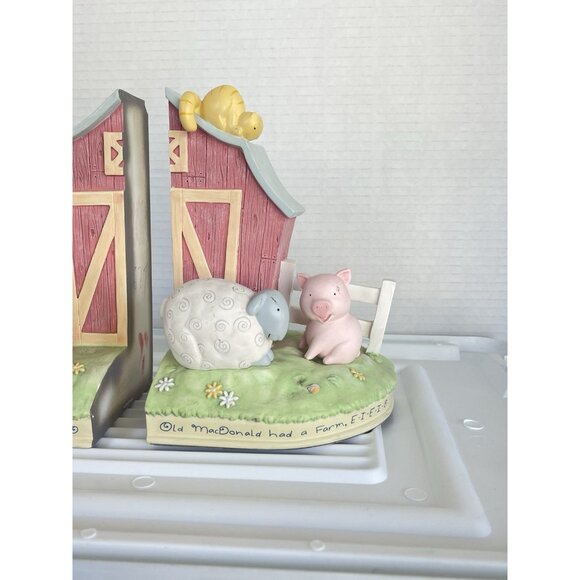 2001 David Walker Old MacDonald Nursery Rhyme Bookends Cow Pig Sheep Baby Room - Picture 6 of 10